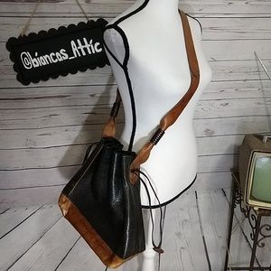 Vintage drawstring crossbody leather purse